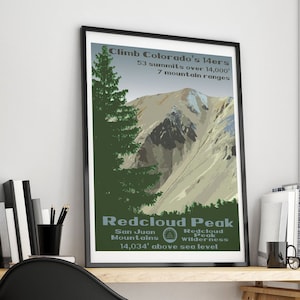 Redcloud Peak, Redcloud Peak poster, Redcloud Peak print, Colorado 14er, Colorado 14ers, 14er print, 14er poster, 14er, 14ers