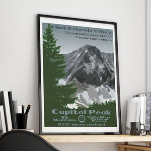 Capitol Peak, Capitol Peak Poster, Capitol Peak Print, Colorado 14ers, Colorado 14er, 14er poster, 14er print, 14er, 14ers