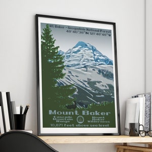 Mt Baker, Mt Baker Poster, Mt Baker Print, Mount Baker Poster, Mount Baker Print, Mount Baker, Mt Baker Washington, Mt Baker art