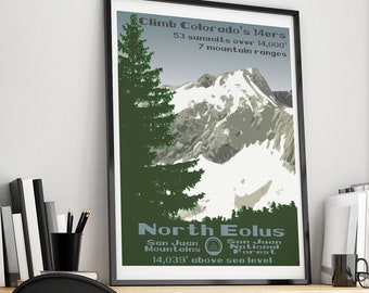 North Eolus, North Eolus poster, North Eolus print, Colorado 14er, Colorado 14ers, 14er poster, 14er print, 14er, 14ers