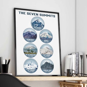 The Seven Summits Poster, Seven Summits Print, 7 Summits, Seven Summits