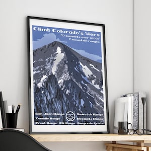 Colorado 14ers Poster - Colorado 14ers Print - Colorado 14ers Art Print - Colorado 14er Poster - Colorado 14er Print - 14er Poster - 14er