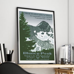 Blanca Peak, Blanca Peak poster, Blanca Peak print, Colorado 14er, Colorado 14ers, 14er poster, 14er print