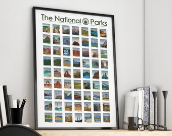 National Park Checklist Poster / 63 National Parks Checklist Poster / National Park Poster