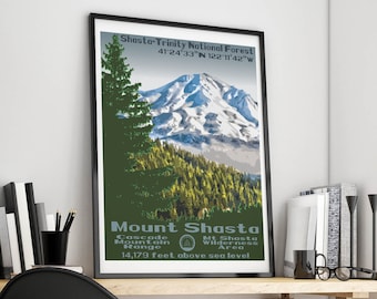 Mt Shasta, Mt Shasta Poster, Mt Shasta Print, Mount Shasta, Shasta, Mount Shasta Print, Mount Shasta Poster