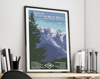 Le Tour Du Mt Blanc Art Poster Home Decor Vintage Mont Blanc Print Xmas Gifts 