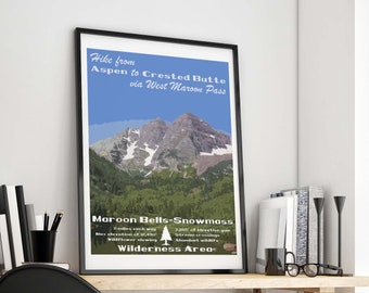 Aspen to Crested Butte Art Print - Aspen to Crested Butte Poster, West Maroon Pass, Aspen, Crested Butte