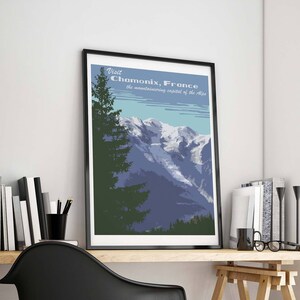 Chamonix Art Print - Chamonix Poster Mont Blanc, Chamonix Wall Art, Chamonix Poster, Chamonix Mont Blanc