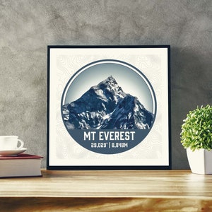 Póster del monte Everest, impresión del monte Everest, monte Everest, monte Everest, siete cumbres, 7 cumbres
