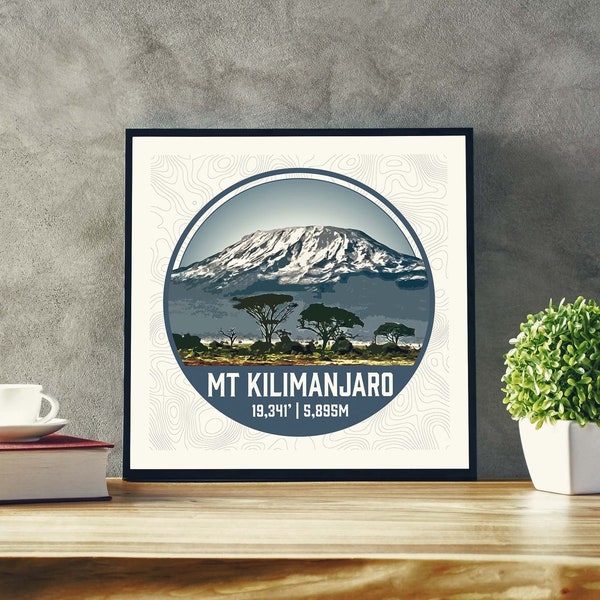 Mt Kilimanjaro Poster, Mt Kilimanjaro Print, Kilimanjaro, Seven Summits, 7 Summits