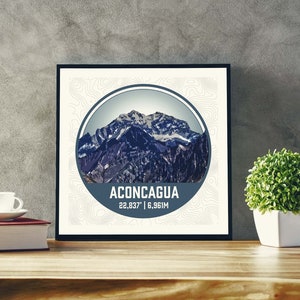 Aconcagua Poster, Aconcagua Print, Mt Aconcagua, Mount Aconcagua, Seven Summits, 7 Summits, Aconcagua