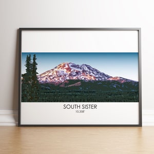 South Sister Oregon, South Sister poster, South Sister Print, Three Sisters Oregon, South Sister art