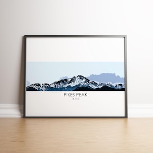 Pikes Peak Art Print - 14ers Poster, 14ers art, Colorado 14ers, Colorado Springs, Pikes Peak Poster