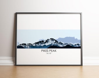 Pikes Peak Kunstdruck - 14ers Poster, 14ers art, Colorado 14ers, Colorado Springs, Pikes Peak Poster