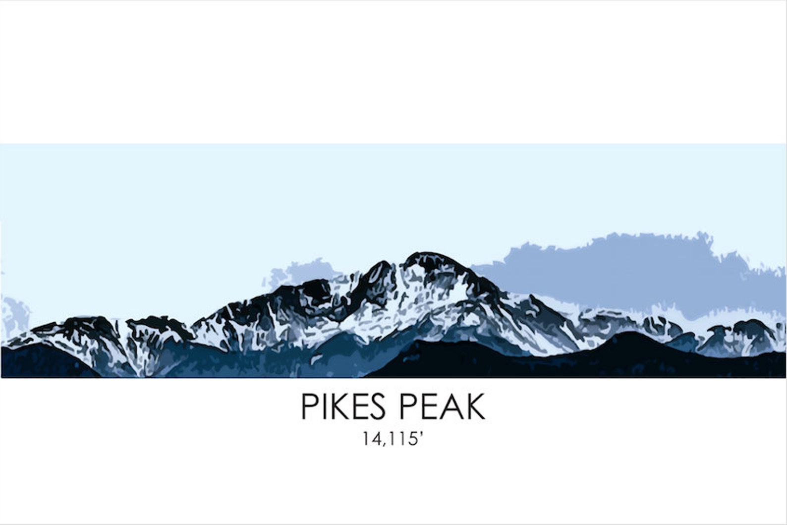 Pikes Peak Art Print - 14ers Poster, 14ers Art, Colorado 14ers ...