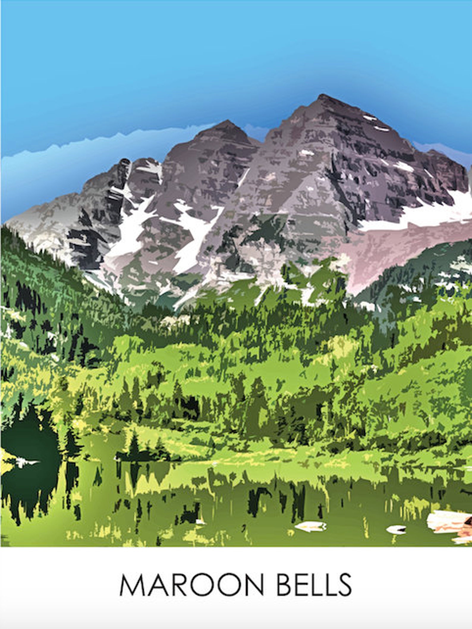 Maroon Bells Art Print Maroon Bells Poster Aspen Poster Etsy UK