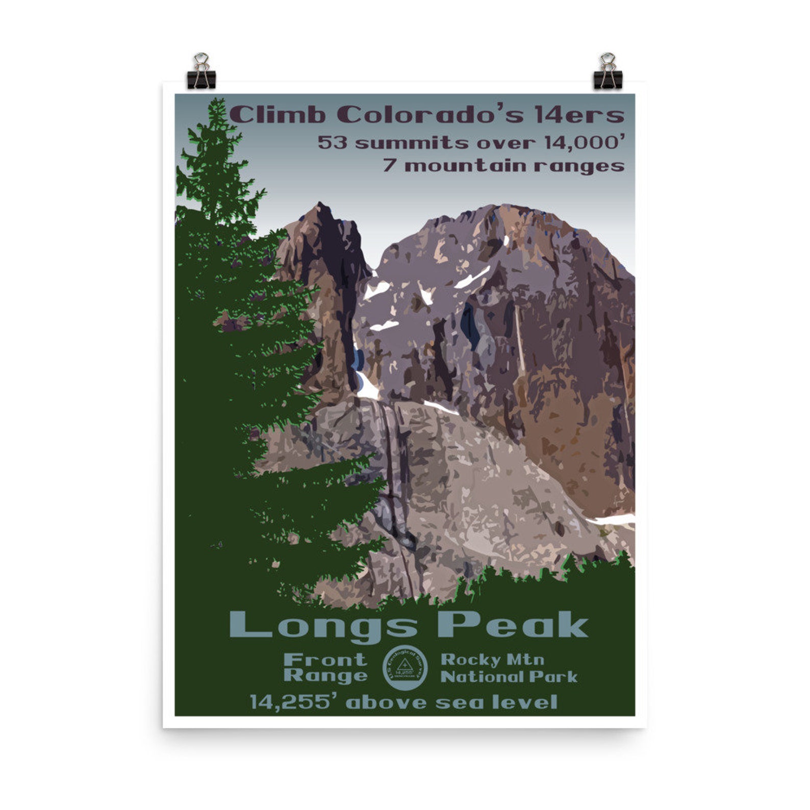 Longs Peak Longs Peak Poster Longs Peak Print Colorado Etsy
