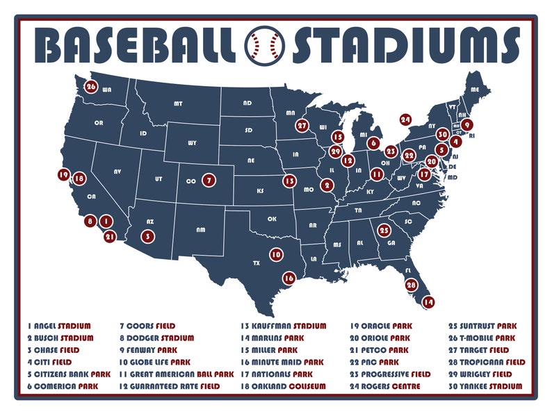 Printable Map Of Mlb Stadiums
