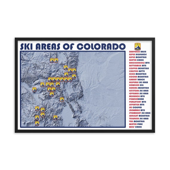 Colorado Ski Resort Map Colorado Ski Area Map Colorado Ski | Etsy