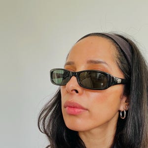 Authentic Vintage 90s Slim Black Rectangle Sunglasses