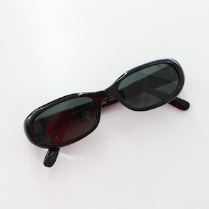 Authentic Vintage 90s Slim Black Oval Sunglasses