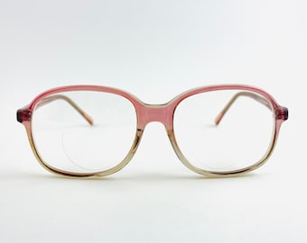 True Vintage 80s 90s Grandma Transparent Pink Reading Glasses Boho | Bifocal Lens