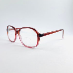 True Vintage 80s 90s Grandma Transparent Red Reading Glasses Boho | Bifocal Lens