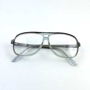 True Vintage 80s 90s Oversized Pilot Transparent Clear Lens Glasses