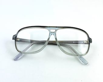 True Vintage 80s 90s Oversized Pilot Transparent Clear Lens Glasses