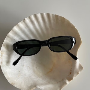 Authentic Vintage 90s Mini Black Rectangle Sunglasses