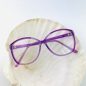 True Vintage 80s 90s Oversized Transparent Purple Clear Lens Glasses