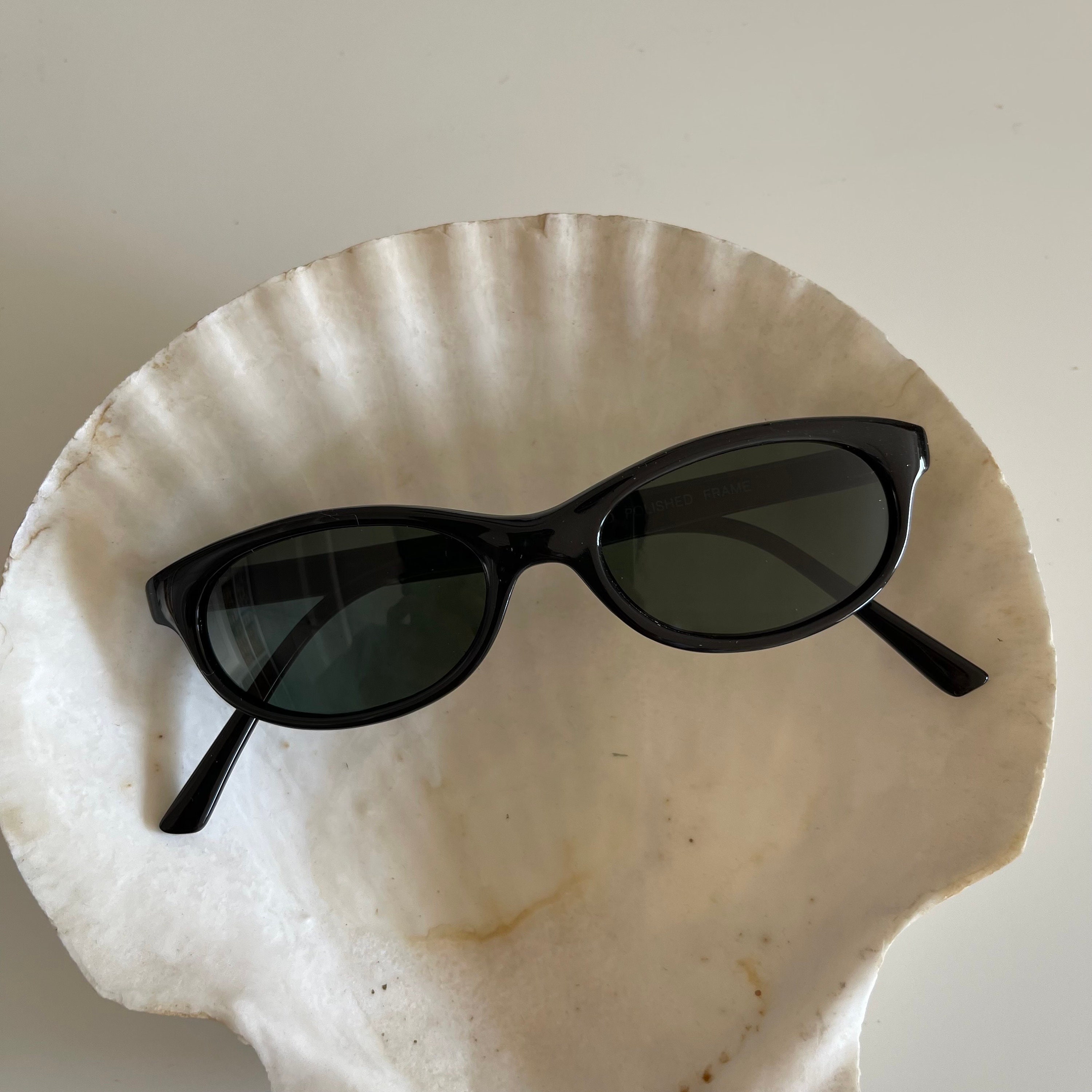 Authentic Vintage 90s Mini Black Cat Eye Oval Sunglasses - Etsy