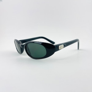 Authentic Vintage 90s Slim Black Oval Sunglasses image 7