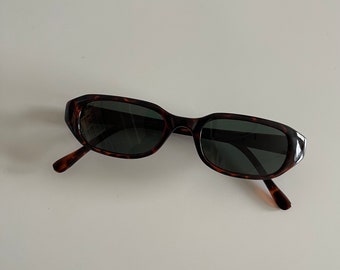 Authentic Vintage 90s Slim Tortoise Rectangle Sunglasses