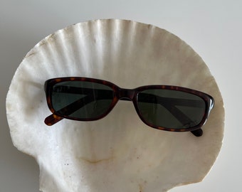 Authentic Vintage 90s Slim Tortoise Rectangle Sunglasses