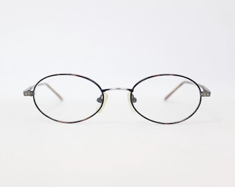 Authentic Vintage Mini Silver Tortoise Frame Oval Glasses
