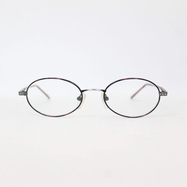 Authentic Vintage Mini Silver Tortoise Frame Oval Glasses