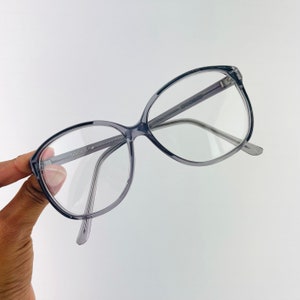 True Vintage 80s 90s Oversized Transparent Grey Clear lens Glasses Boho image 2