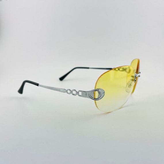 Authentic Y2k Oversized Yellow Rimless Diamond Rh… - image 6