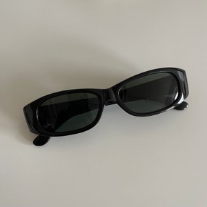 Vintage 90s Slim Black Rectangle Sunglasses