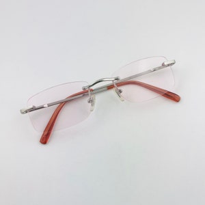 Vintage 90s Transparent Pink Rimless Reading Glasses +1.50