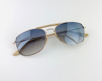 True Vintage Deadstock 90s Gold Wire Rectangle Aviator Sunglasses