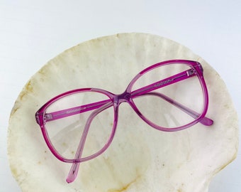 True vintage 80s 90s Oversized Transparent Rose Clear lens Lunettes Boho