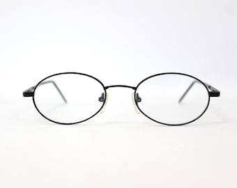 Authentic Vintage Mini Black Metal Frame Oval Glasses