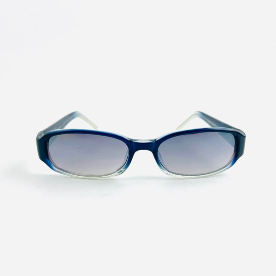 Authentic Y2k Rectangle Blue Frame Sunglasses wit… - image 1