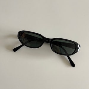 Authentic Vintage 90s Slim Black Rectangle Sunglasses