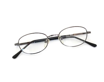Authentic Vintage Mini Grey Metal Frame Oval Glasses