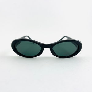 Authentic Vintage 90s Slim Black Oval Sunglasses image 6