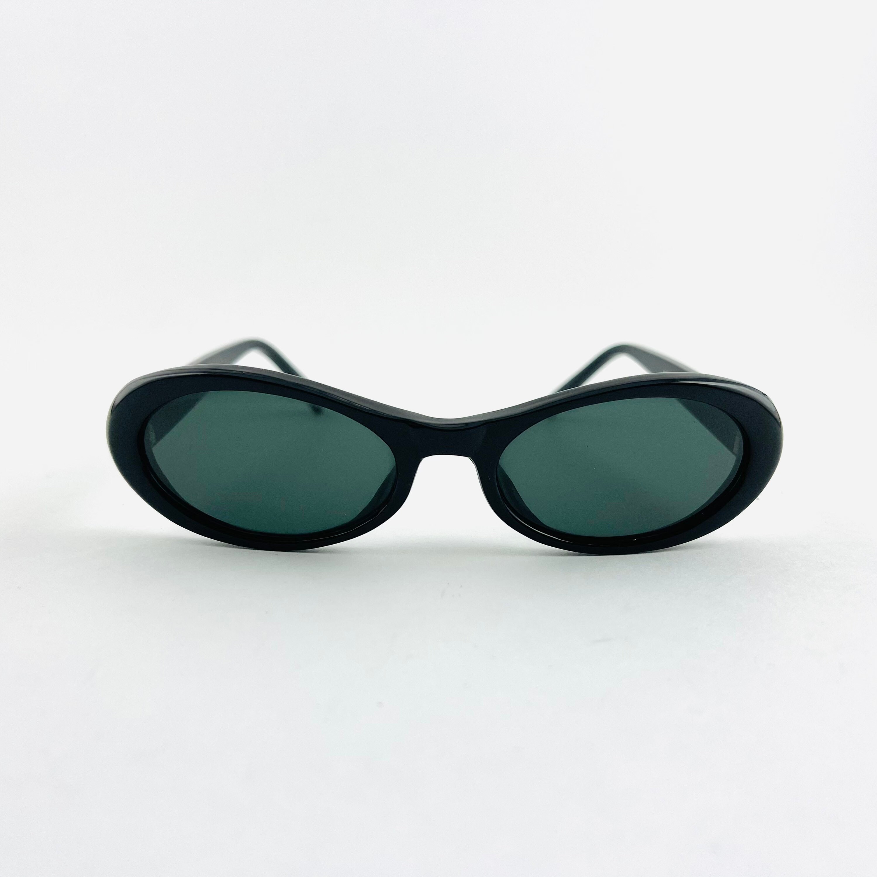 Authentic Vintage 90s Slim Black Oval Sunglasses - Etsy
