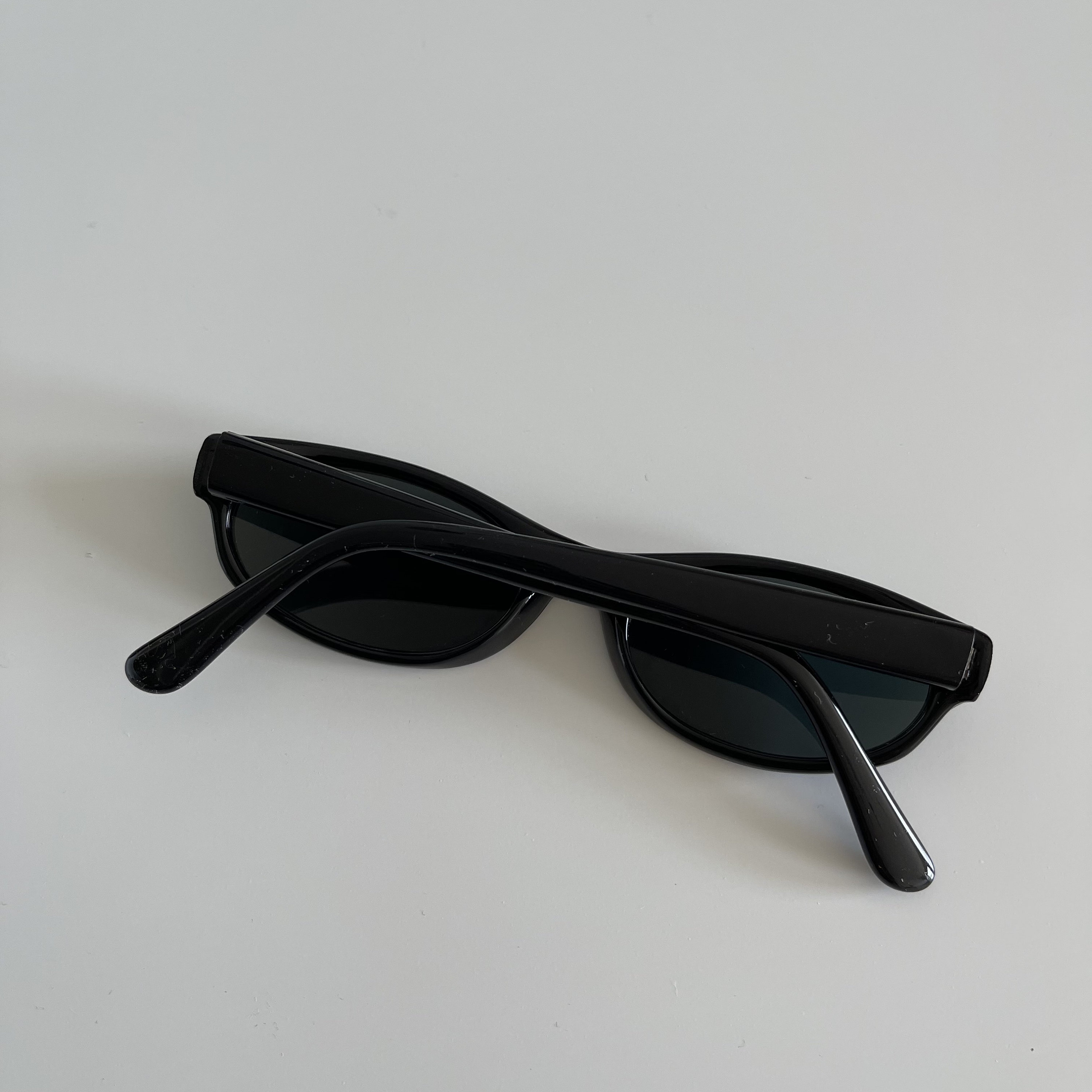Authentic Vintage 90s Slim Black Oval Sunglasses - Etsy
